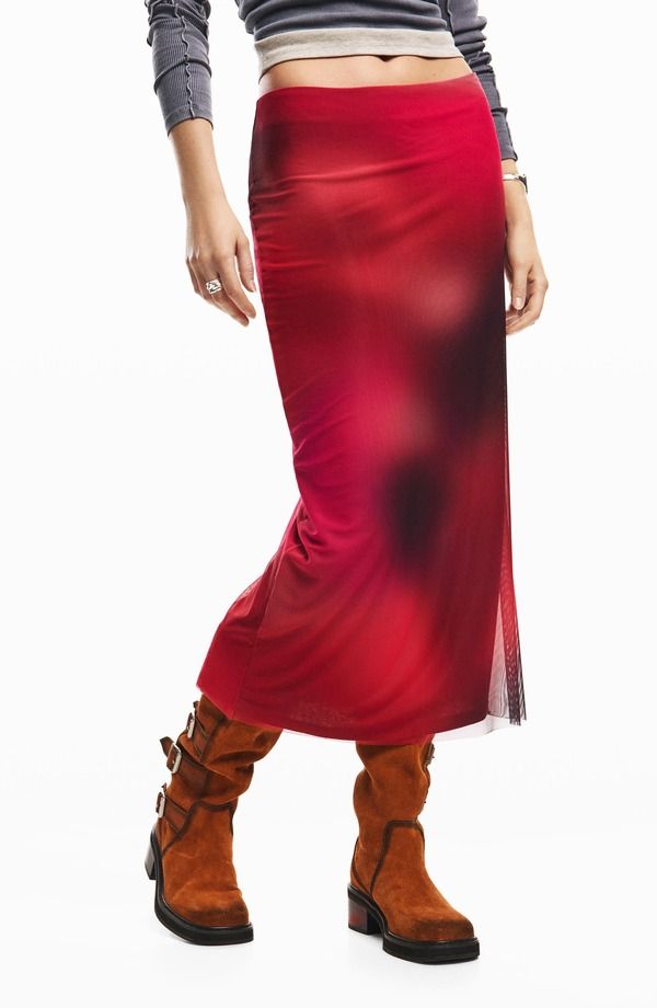 デジグアル レディース ボトムスカート プリント マキシ Desigual Print Maxi Skirt Pink ピンク