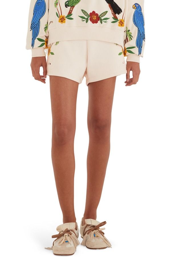 ファーム レディース ボトムス ハーフパンツ・ショーツ ショートパンツ フリース FARM Rio Coconutrees Come To Rio Eyelet Fleece Shorts OffWhite オフホワイト