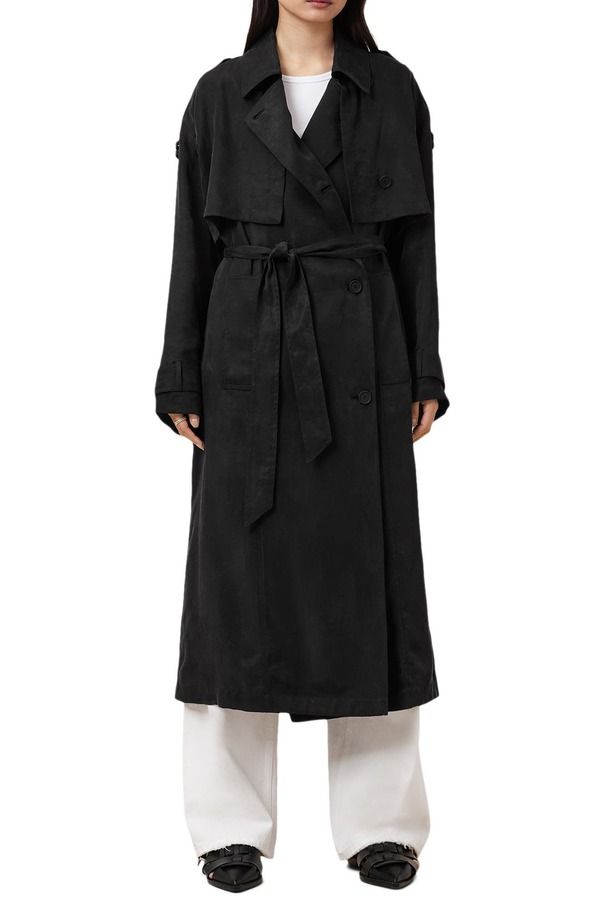 オールセインツ レディース アウター ジャケット・ブルゾン コート AllSaints Linnie Trench Coat Black ブラック