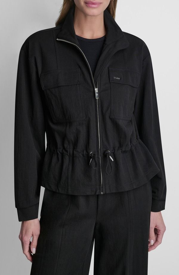 ダナ キャラン ニューヨーク レディース アウター ジャケット・ブルゾン コットン DKNY Arid Cotton Blend Piqu Jacket Black ブラック