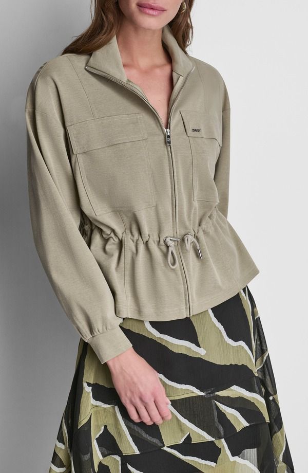 ダナ キャラン ニューヨーク レディース アウター ジャケット・ブルゾン コットン DKNY Arid Cotton Blend Piqu Jacket Light Fatigue