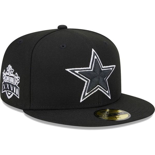 ニューエラ メンズ アクセサリー 帽子 Mens New Era Black Dallas Cowboys Main Patch 59FIFTY Fitted Hat Black ブラック