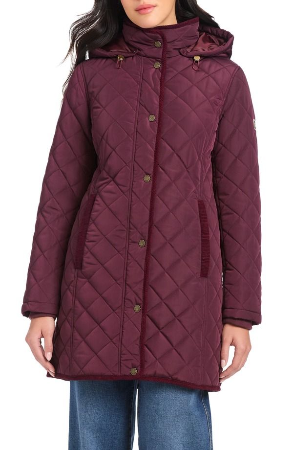 ヴィンスカムート レディース アウター ジャケット・ブルゾン キルティング コート Vince Camuto Wateresistant Quilted Coat with Removable Hood Wine Tasting ワイン