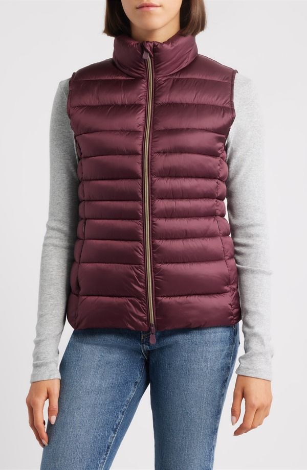 セイブ ザ ダック レディース アウター ジャケット・ブルゾン キルティング ベスト Save The Duck Lynn Quilted Puffer Vest Wine Red レッド