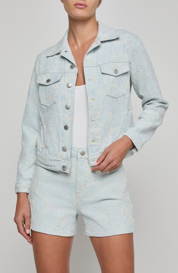 ラジャンス レディース ボトムス デニムパンツ フラワー柄 フラワー ジャケット LAGENCE Maven Floral Stitch Denim Jacket Cloudamask デニム