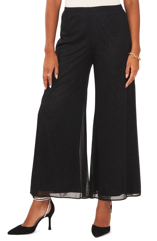 チャウス レディース ボトムス レギンス メッシュ パンツ Chaus Mesh Palazzo Pants Black ブラック