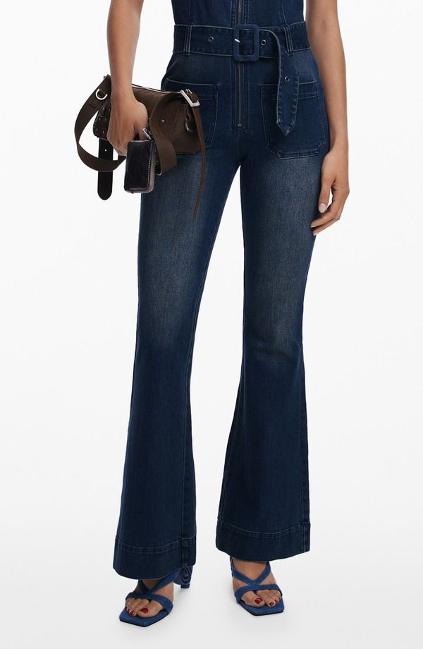 デジグアル レディース ボトムス デニムパンツ ノースリーブ ジャンプスーツ Desigual Sleeveless Denim Jumpsuit Dark Blue ブルー
