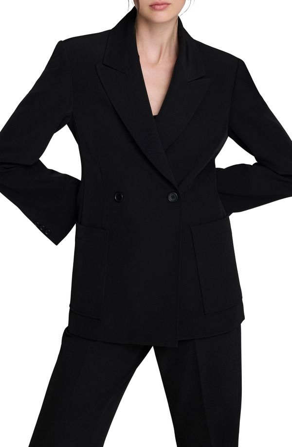 ケネスコール レディース アウター ジャケット・ブルゾン ブレザー Kenneth Cole Luxe Twill Double Breasted Blazer Black ブラック
