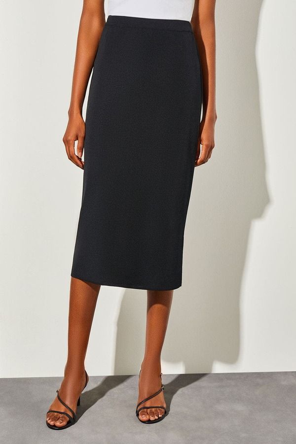 ミンウォン レディース ボトムスカート ミディ ニット Ming Wang Straight Knit Midi Skirt Black ブラック