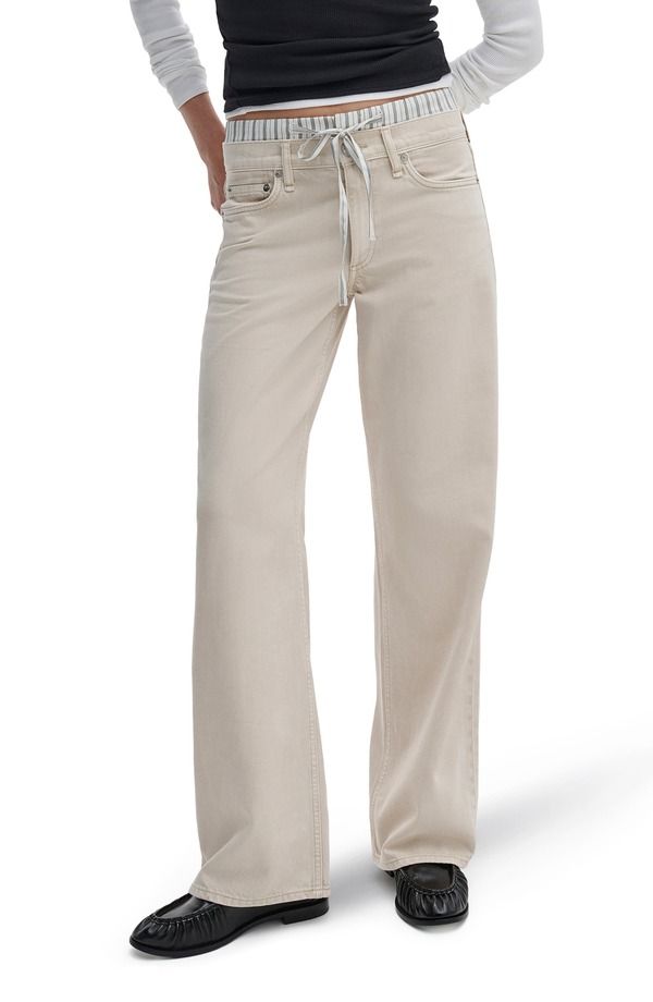 ラグアンドボーン レディース ボトムス デニムパンツ ストレート ジーンズ rag bone Featherweight Saige Boxerelaxed Straight Leg Jeansand Stripe サンド