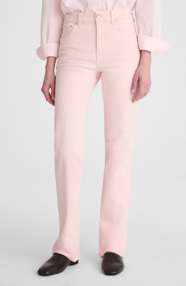 メイドウェル レディース ボトムス デニムパンツ ストレート ハイウエスト ジーンズ Madewell The Longline Garment Dyed High Waistraight Leg Jeans Pale Pink ピンク