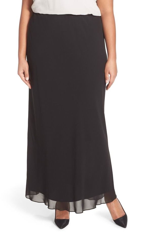 アレックスイブニングス レディース ボトムスカート シフォン マキシ Alex Evenings Chiffon Maxi Skirt Black ブラック