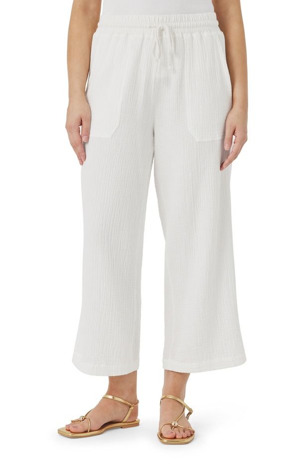 スプレンディット レディース ボトムス レギンス パンツ コットン Splendid Ava Cotton Gauze Drawstring Pants White ホワイト