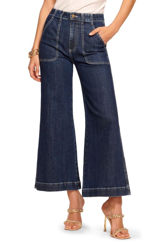 レイミー ブルック レディース ボトムス デニムパンツ ワイドレッグ ハイウエスト アンクル ジーンズ Ramy Brook Theodora High Waist Wide Leg Ankle Jeans Dark Wash