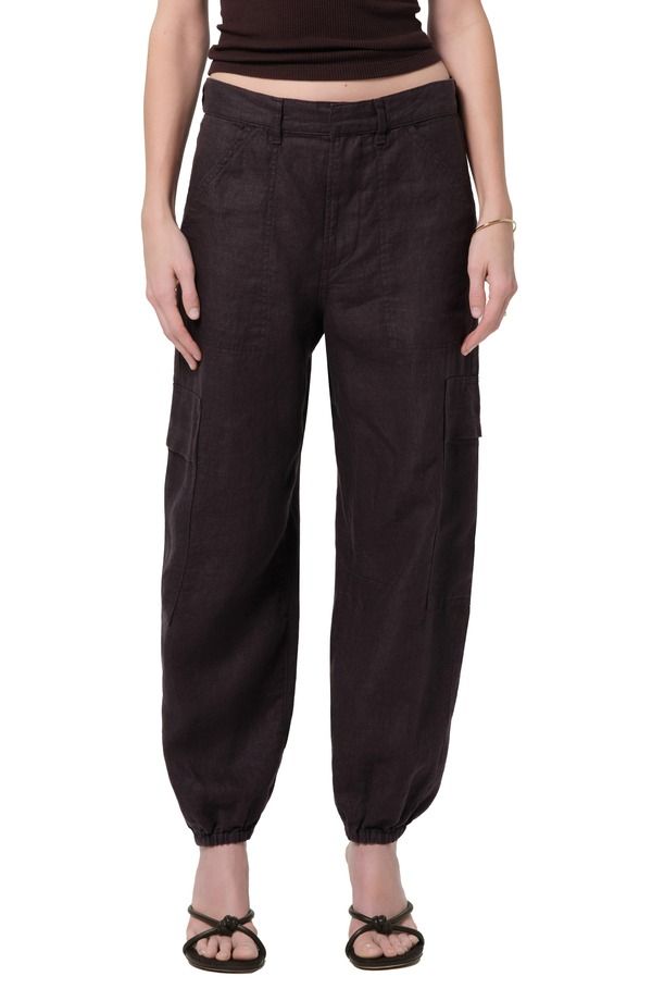 シチズンズ オブ ヒューマニティ レディース ボトムス カジュアルパンツ ジョガーパンツ リネン Citizens of Humanity Ciela Linen Utility Joggers Charcoal Dark Grey チャコール