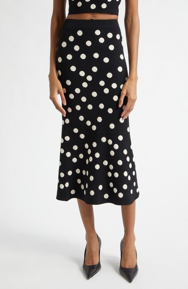 ラジャンス レディース ボトムスカート ドット柄 ドット LAGENCE Mae Polka Dot Bias Cut Skirt Black Ecru Polka Dot エクリュ