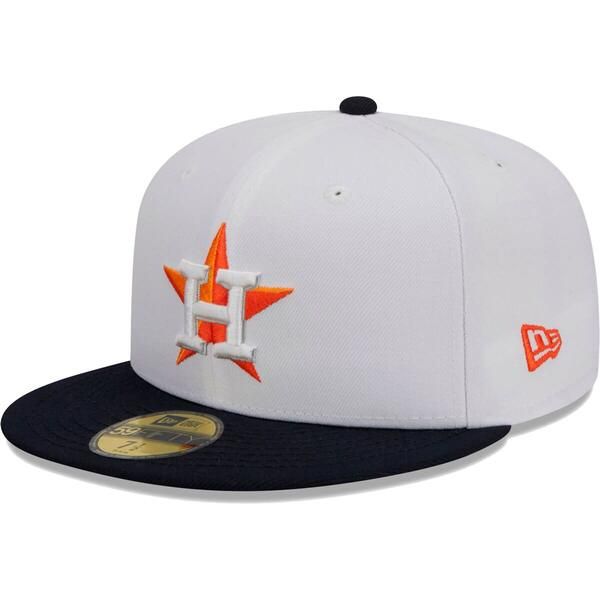 ニューエラ メンズ アクセサリー 帽子 Mens New Era WhiteNavy Houston Astros Optic 59FIFTY Fitted Hat White ホワイト