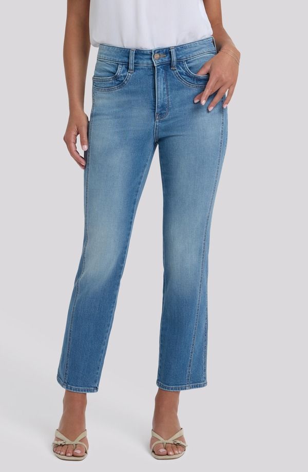 エヌワイディージェイ レディース ボトムス デニムパンツ ストレート ハイウエスト アンクル ジーンズ NYDJ Marilyn Paneled High Waist Ankle Straight Leg Jeans Port Sea