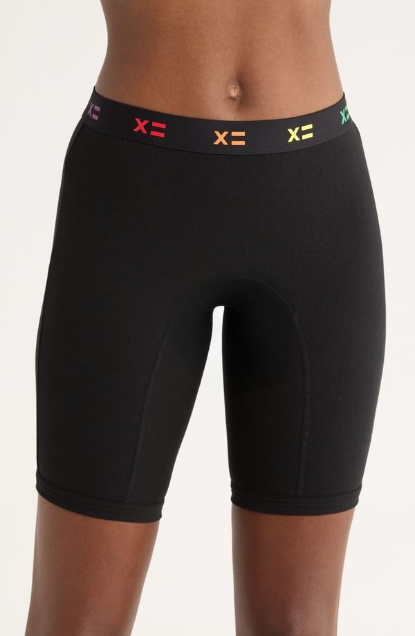 トムボーイ X レディース アンダーウェア パンツ コットン TomboyX First Line Stretch Cotton Period 9Inch Boxer Briefs Black X Rainbow ブラック