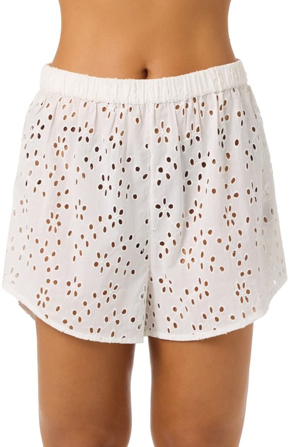 オニール レディース ボトムス ハーフパンツ・ショーツ ショートパンツ コットン ONeill Pam Cotton Eyelet CoverUp Shorts White ホワイト