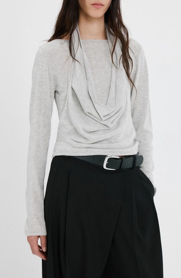 マンゴ レディース アウター パーカー・スウェット セーター MANGO Cowl Front Sweater Medium Heather Grey グレー