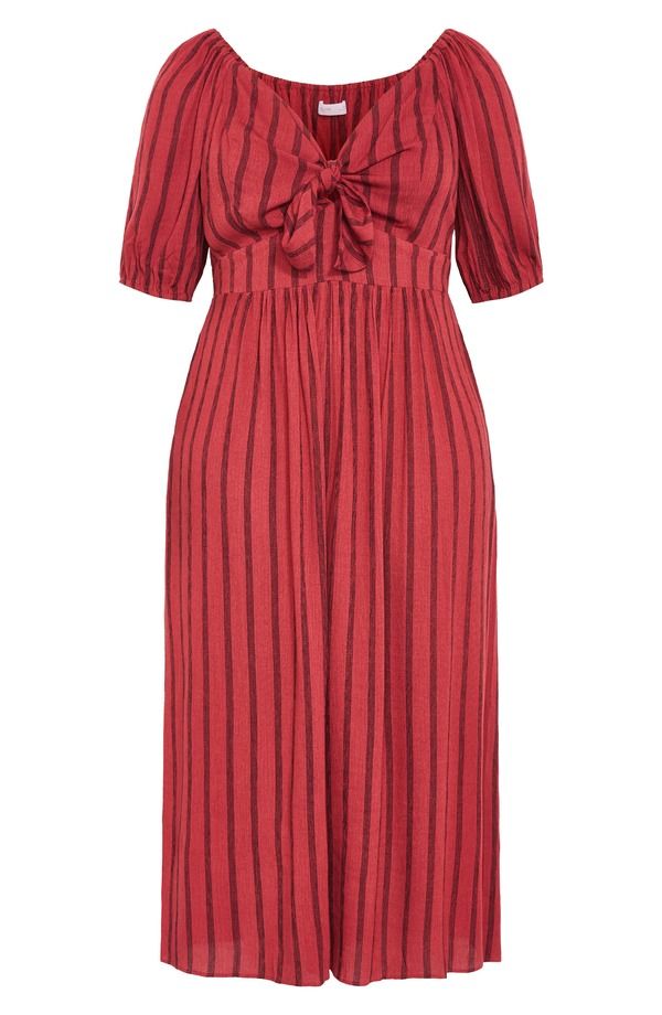 シティーシック レディース トップス ワンピース マキシ City Chic Bella Tie Front Maxi Dress Rustripe ラスト