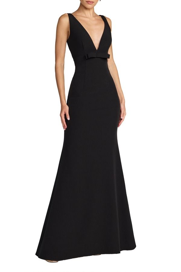マックダガル レディース トップス ワンピース Vネック ノースリーブ Mac Duggal Sleeveless V Neck Mermaid Gown With Bow Black ブラック