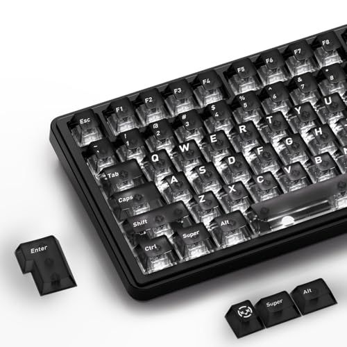 XVX ブラッククリアキーキャップ、透明キーキャップ 60%・75%・100%キーボード対応、シャインスルーキー キャップ、チェリープロファイル メカニカルキーボード用 MX 軸対応 -119 キー(US配列)送料無料 b83939a1