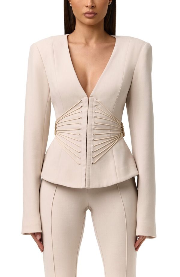 ネイキッドワードローブ レディース アウター ジャケット・ブルゾン ブレザー Naked Wardrobe Suiting Corset Blazer Melange Beige ベージュ