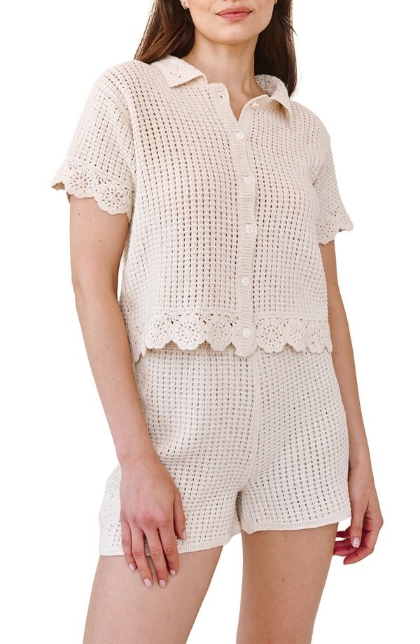 ベラダール レディース アウター パーカー・スウェット カーディガン Bella Dahl Short Sleeve Crochet Cardigan Flower Bloom
