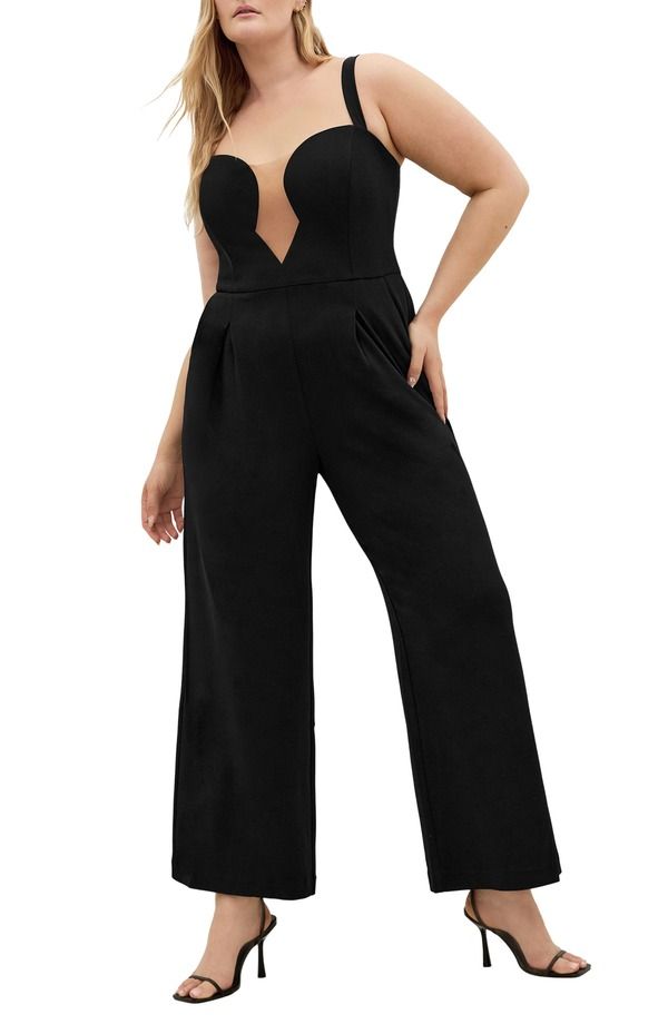 シティーシック レディース トップス ワンピース ワイドレッグ ジャンプスーツ City Chic Flaunt It Wide Leg Jumpsuit Black ブラック
