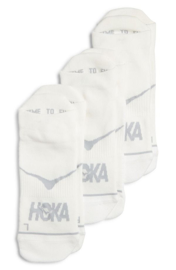 ホカオネオネ レディース アンダーウェア 靴下 HOKA Run Assorted 3Pack NoShow Socks White White White ホワイト