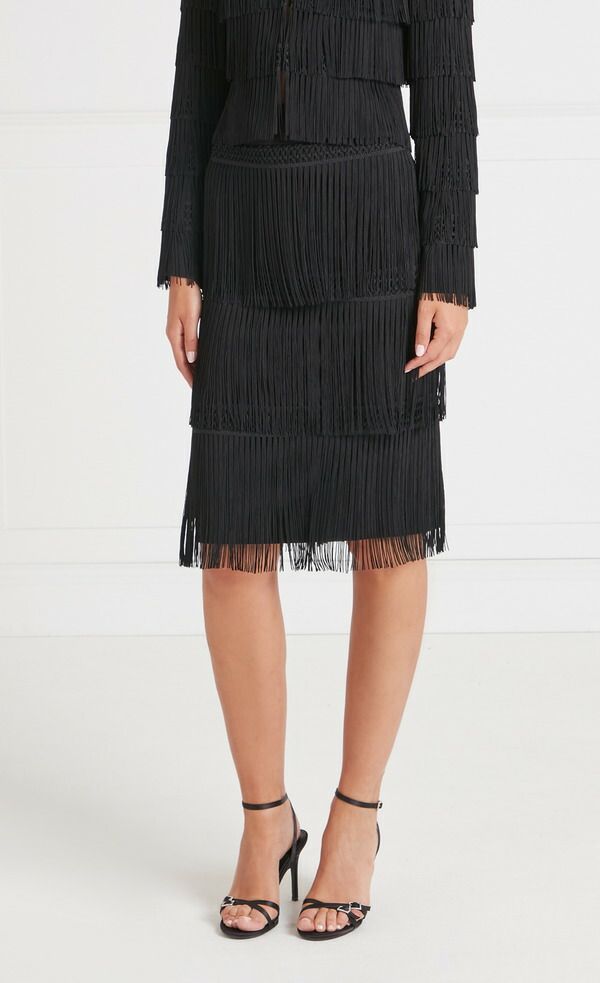 テンパリーロンドン レディース ボトムスカート フリンジ Temperley London Fringe Skirt Black ブラック