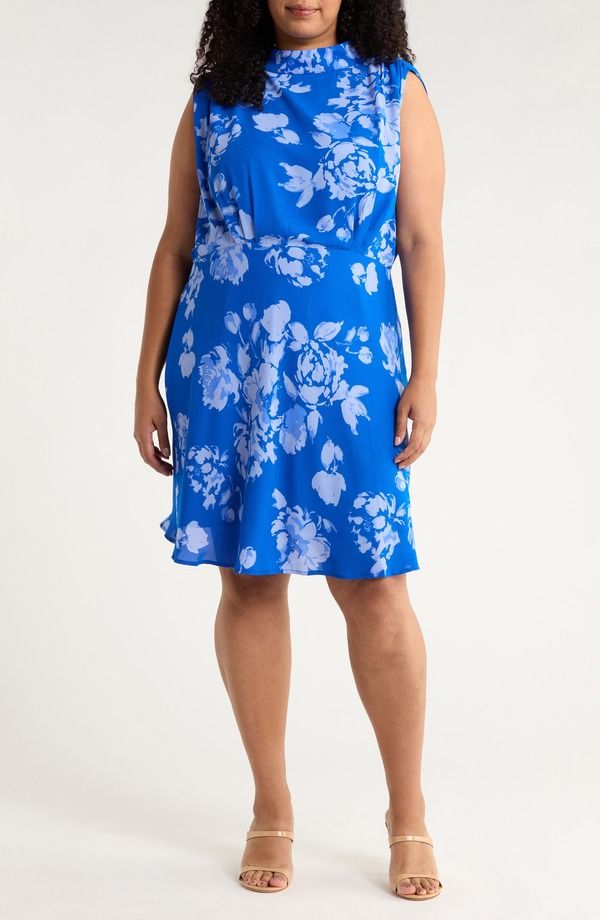 シュガーリップス レディース トップス ワンピース モックネック フラワー柄 フラワー SUGARLIPS Lilith Floral Mock Neck Dress Blues