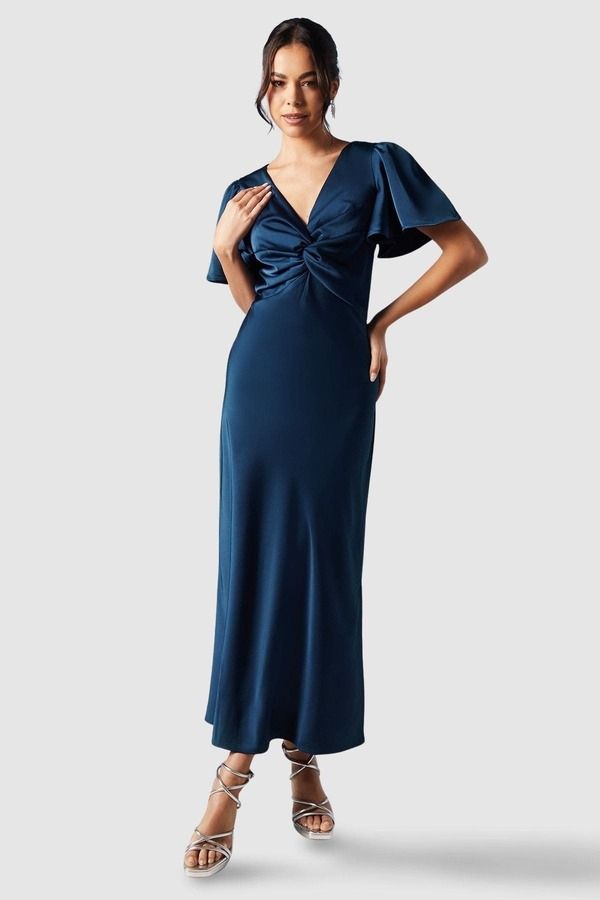 オアシス レディース トップス ワンピース ミディ サテン Oasisatin Midi Bridesmaidress Navy ネイビー