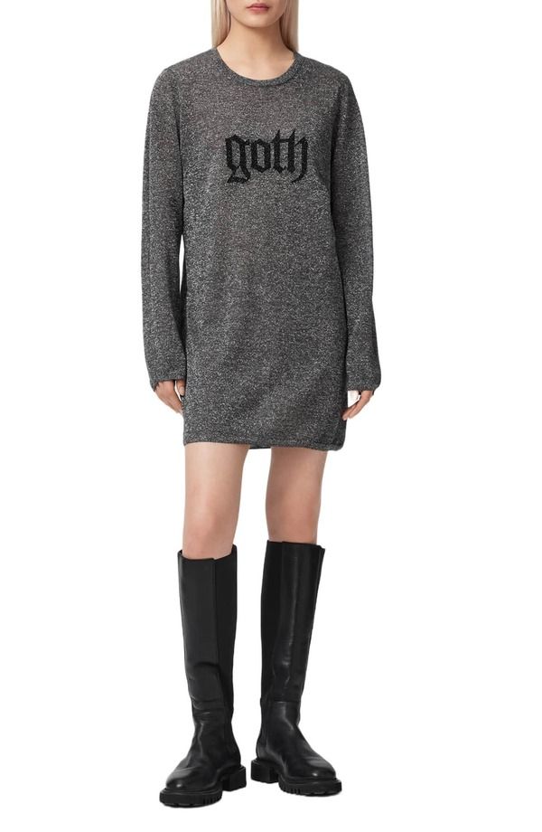 オールセインツ レディース トップス ワンピース トール セーター AllSaints Deetz Metallic Sweater Dress Foggy Silver シルバー