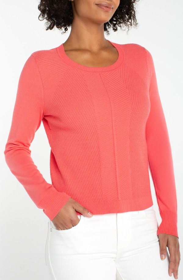 リヴァプール ロサンゼルス レディース アウター パーカー・スウェット クルーネック セーター Liverpoolos Angeles Mixed Stitch Crewneck Sweater Sunset Coral コーラル