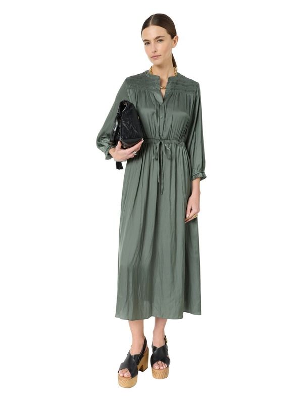 ジェラルド・ダレル レディース トップス ワンピース ミディ サテン GERARDAREL Rubie Satin Midi Dress Khaki Green グリーン