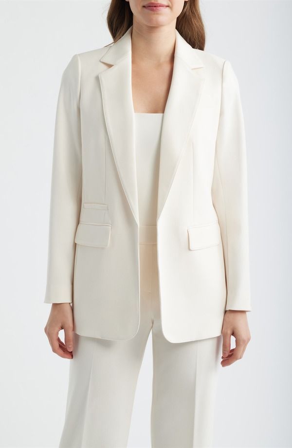 アンクライン レディース アウター ジャケット・ブルゾン ブレザー Anne Klein Tailored Open Front Blazer White Dove ホワイト