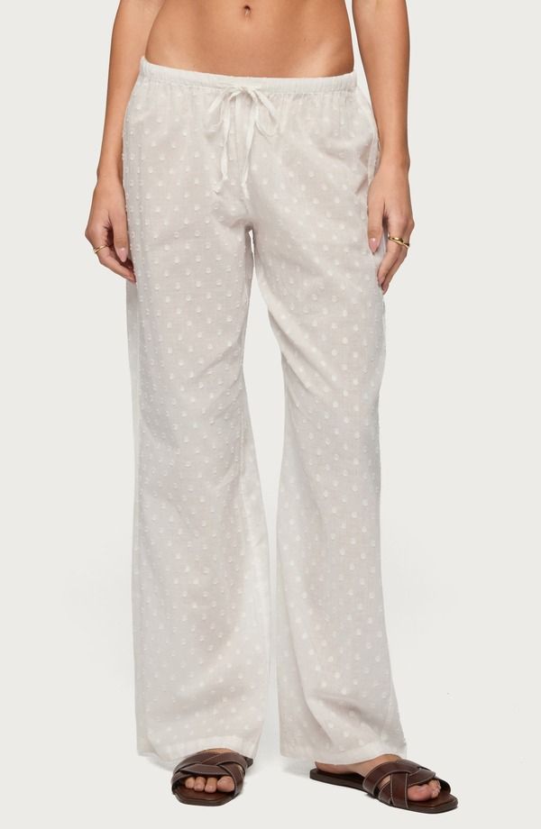 アディクテッド レディース ボトムス レギンス パンツ コットン 刺繍 EDIKTED Embroidered Cotton Drawstring Pants White ホワイト 9,995円