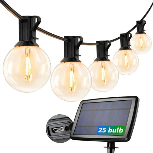 Lepro ソーラー LEDストリングライト 防雨 USB充電式 25ft 25球 G40 屋内/屋外 エジソン風 カフェ 庭 ガーデン ウェディング用 誕生日 パーティー電飾 祭り 商店街as 78fd52d7