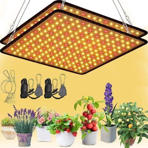 GREENSINDOOR 植物育成ライト LED 400W相当 暖色系 育成用 LED パネル 高輝度 植物栽培ライト フルスペクトラム 植物用led 省エネ 長寿命 水耕栽培ランプ 多肉植物育成 家庭菜園 室内園芸 野菜工場 説明書付きas a4988024