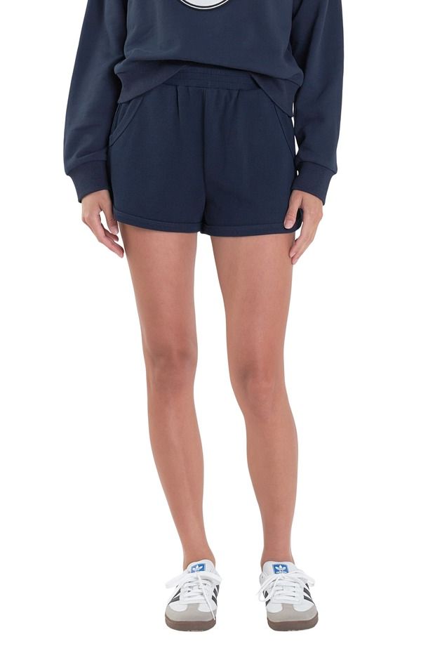 イングリッシュファクトリー レディース ボトムス ハーフパンツ・ショーツ ショートパンツ コットン English Factory Cotton Blend Rib Dolphin Shorts Navy ネイビー