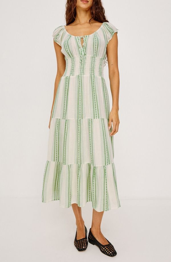 レイルズ レディース トップス ワンピース ミディ シャーリング Rails Daria Stripe Smocked Waist Midi Dress Margarita Stripe ストライプ