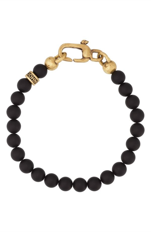 ジョンバルベイトス メンズ アクセサリー ブレスレット・バングル・アンクレット John Varvatos Mens Artisan Beaded Onyx Brass Bracelet Brass
