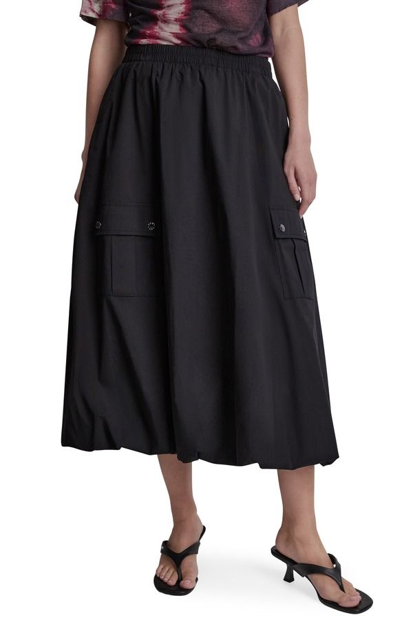 ダナ キャラン ニューヨーク レディース ボトムスカート ミディ DKNY Cargo Poplin Bubble Midi Skirt Black ブラック