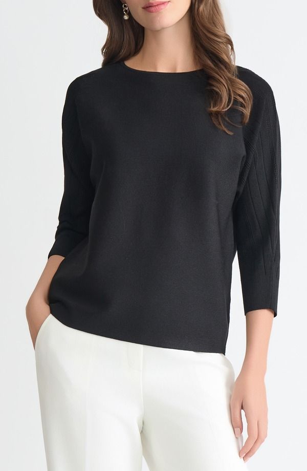 カスパール レディース アウター パーカー・スウェット セーター KASPER Boat Neck Dolman Sleeve Sweater Black ブラック