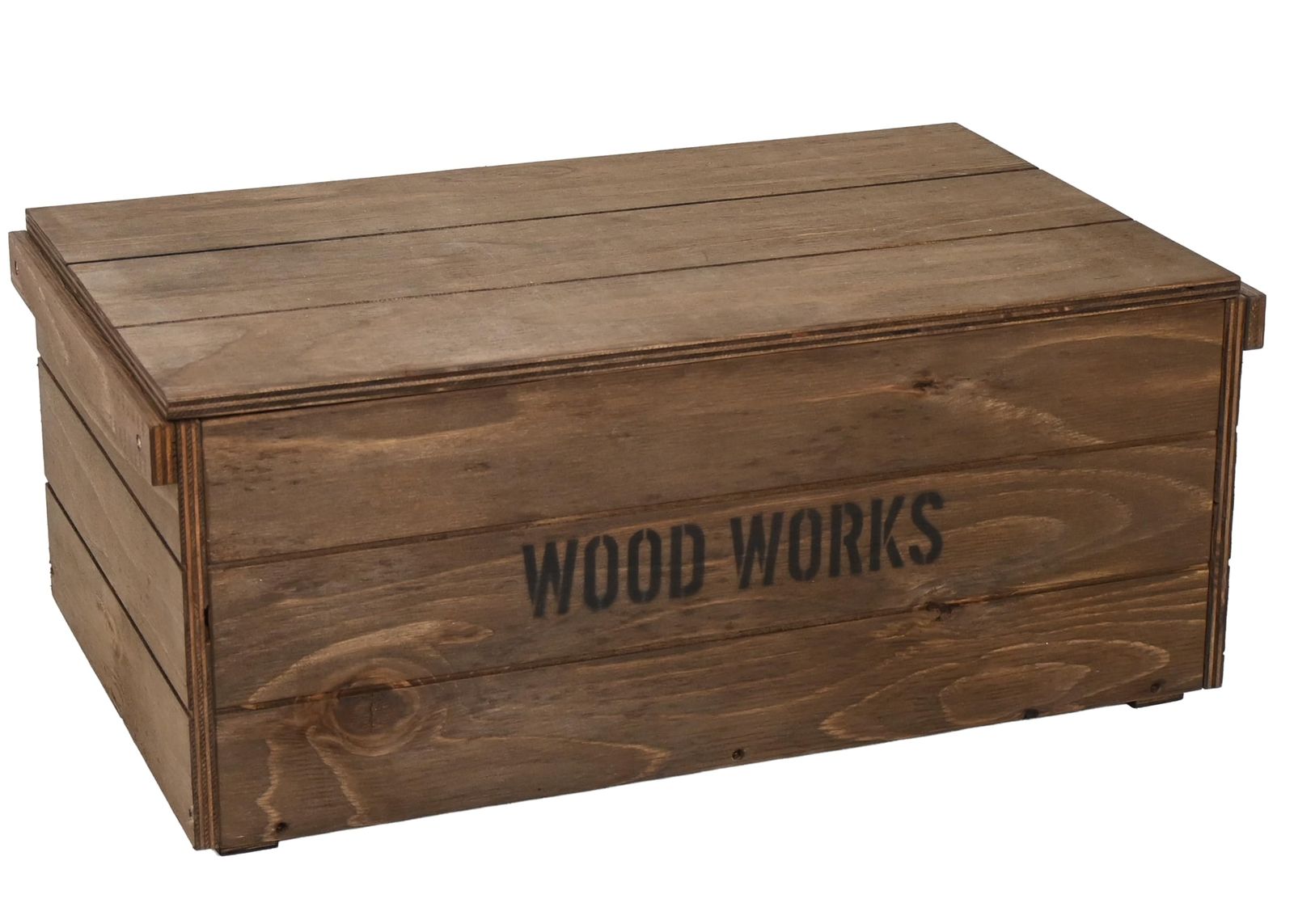 WOODWORKS ヴィンテージ風 木箱 (ブラウン蓋つき)VBF02as 1a103b38