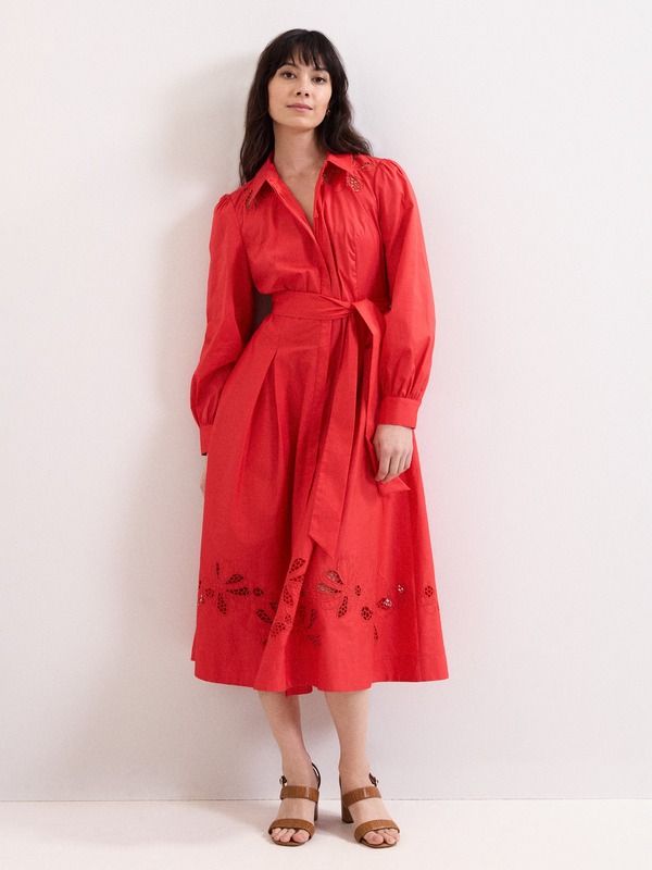 フェイズ・エイト レディース トップス ワンピース ミディ Phaseight Kim Cutwork Hemidi Dress Red レッド