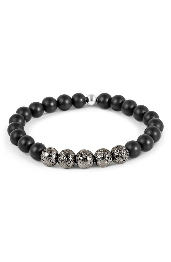 タテオシアン メンズ アクセサリー ブレスレット・バングル・アンクレット Tateossian Mens Vesuvius Agate Beaded Stretch Bracelet Black ブラック 43,680円